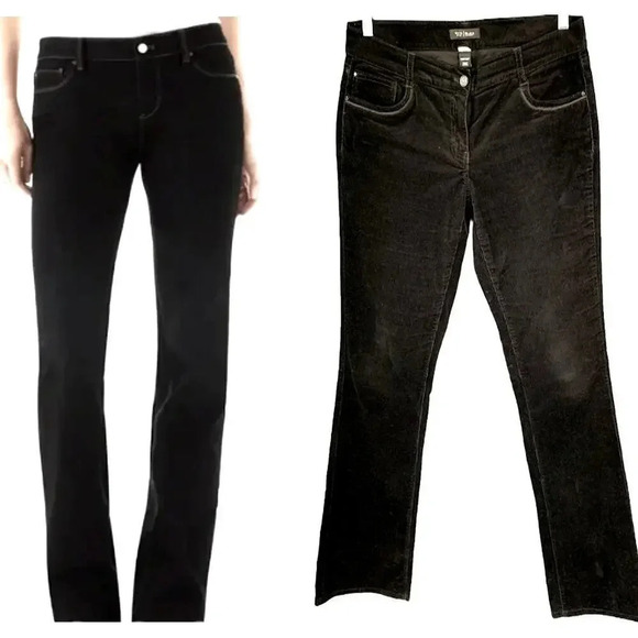 White House Black Market Sleek Bootcut Corduroy Pants Stretchy Size 10R Black - Picture 1 of 16